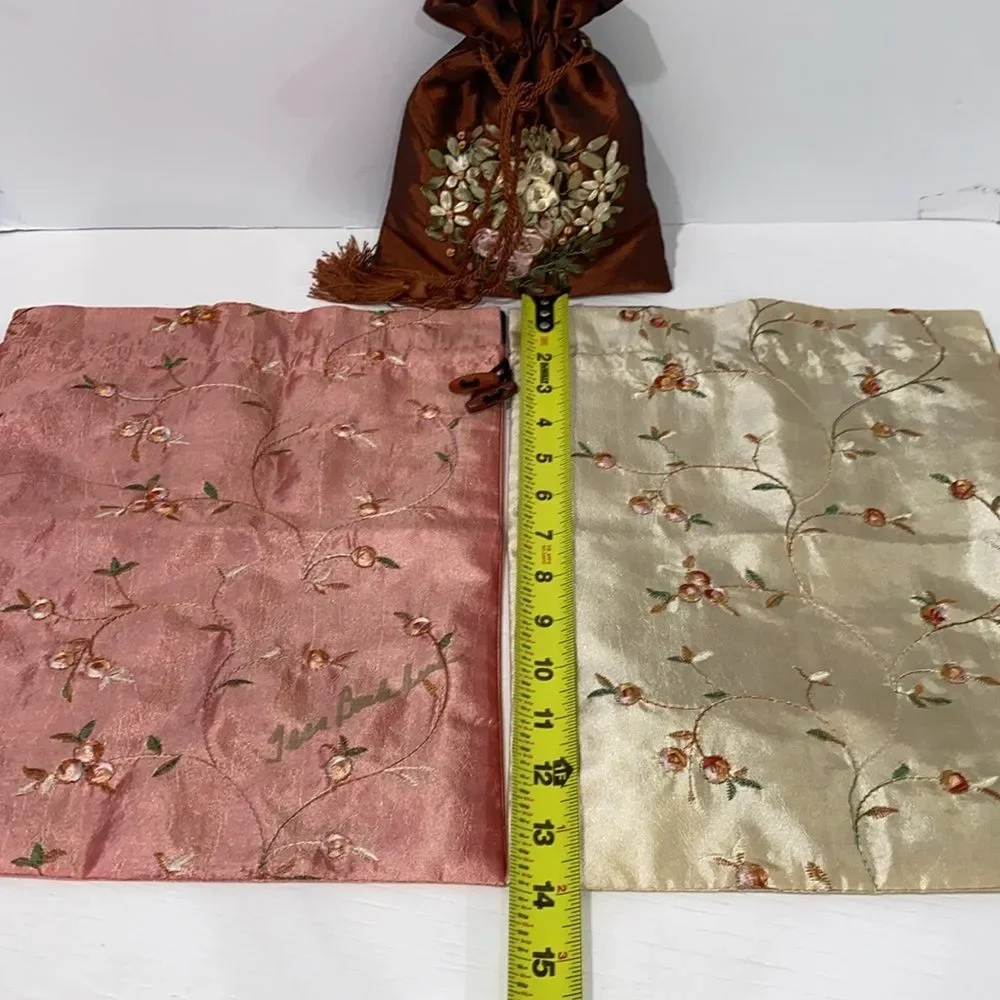 Wrapables Beautiful Embroidered Silk Travel Bag for Lingerie & Shoes